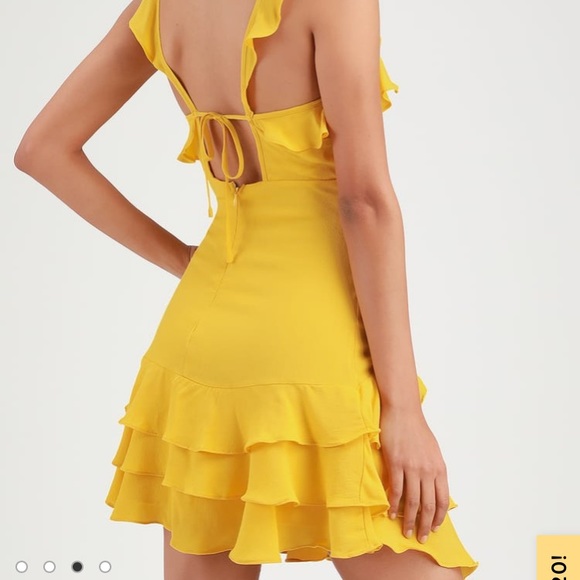 Lulu's Yellow Ruffle Mini Dress - Picture 5 of 7